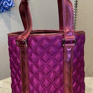 Marc Jacobs Satchel Quilted Satin Bucket Bag Tote Fuchsia Pink Metallic